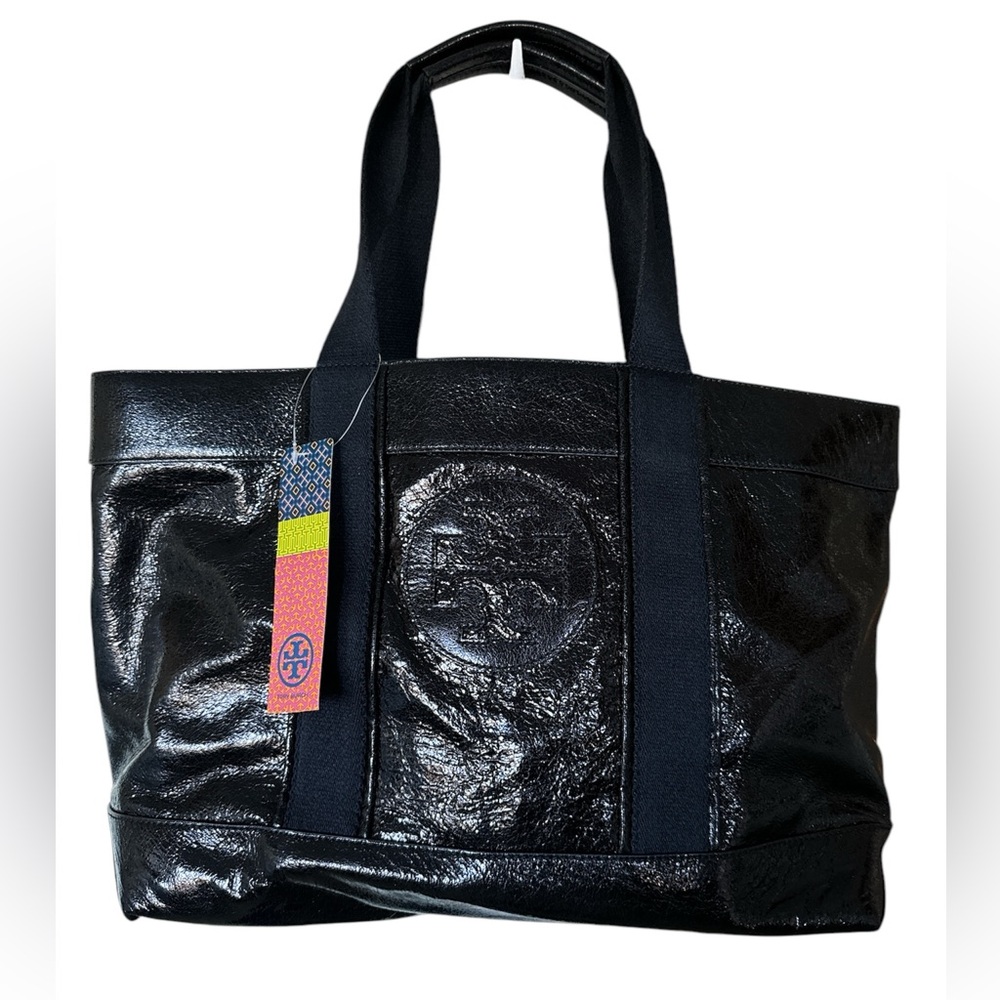 ⭐️NWT⭐️Tory Burch Black Crinkle Leather Tote Bag